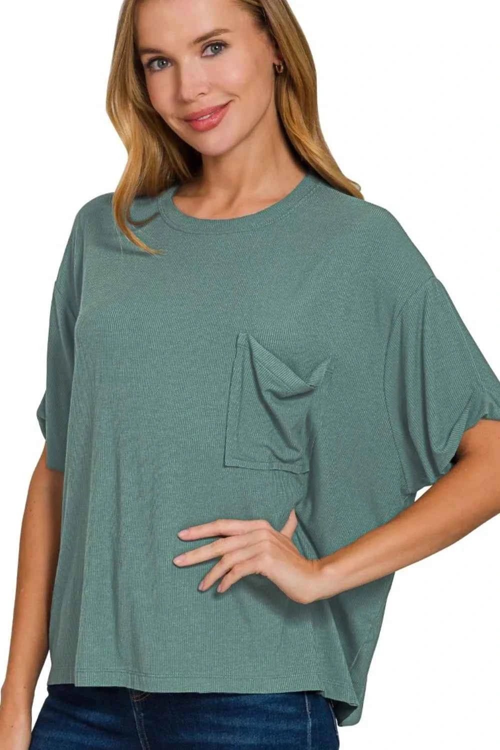 Zenana Oversized Ribbed Round Neck Short Sleeve Tee ASH JADE 39afdb3b-199b-4ec5-9533-1b4e42860887-Max-Origin