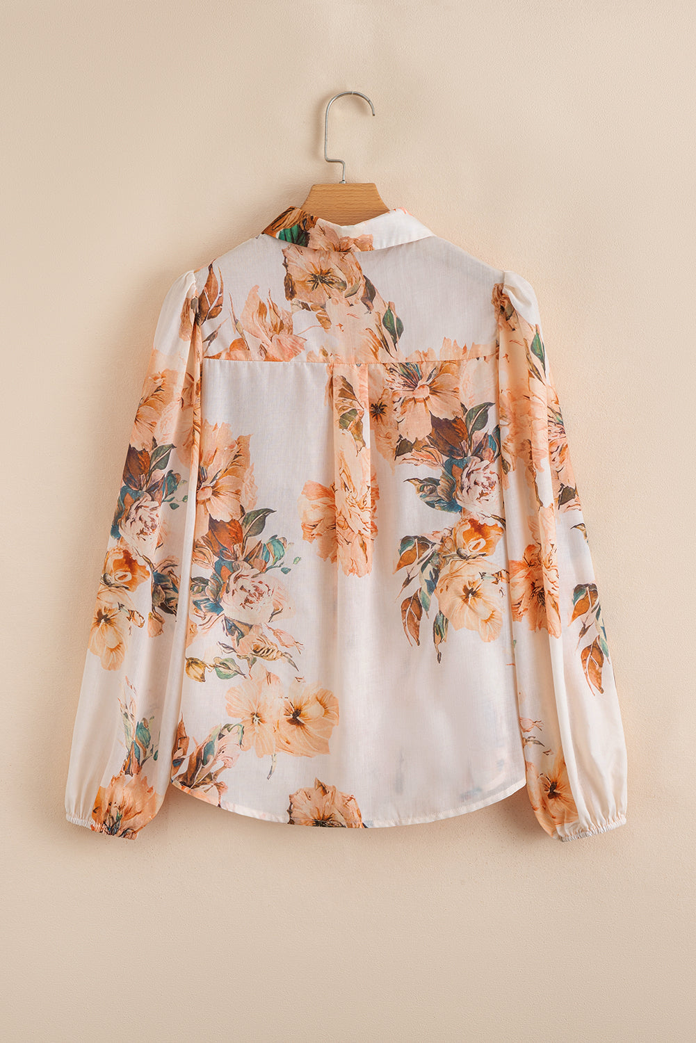 Brown Floral Puff Sleeve Lightweight Shirt 39b661dc4dc27df2
