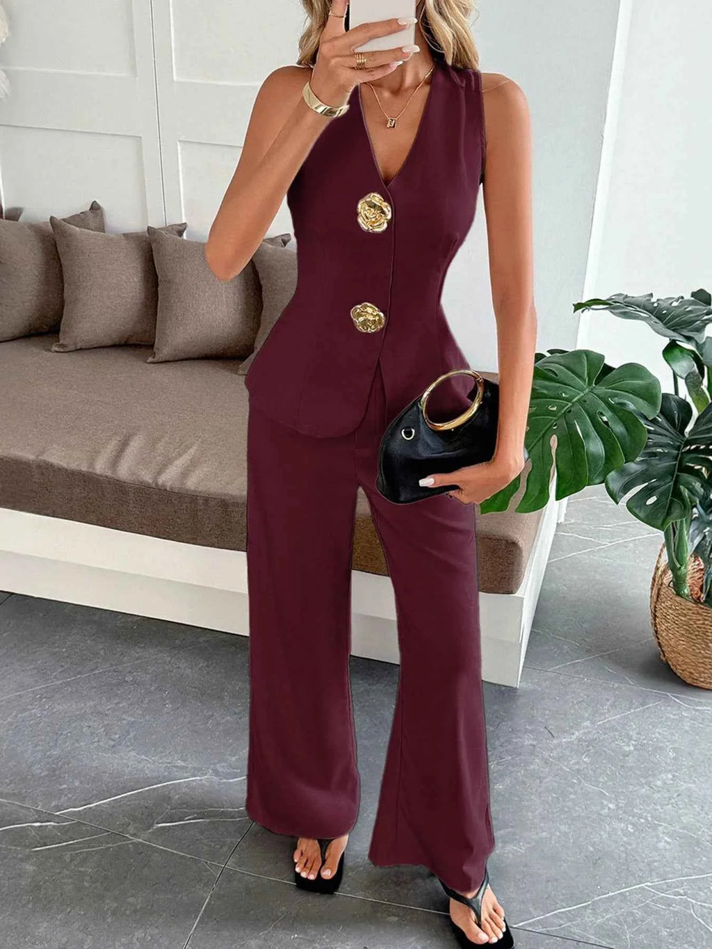 V-Neck Vest and Pants Set 39bcb8ce-2c5f-4ddc-8f7f-40c508f34e1c-Max-Origin