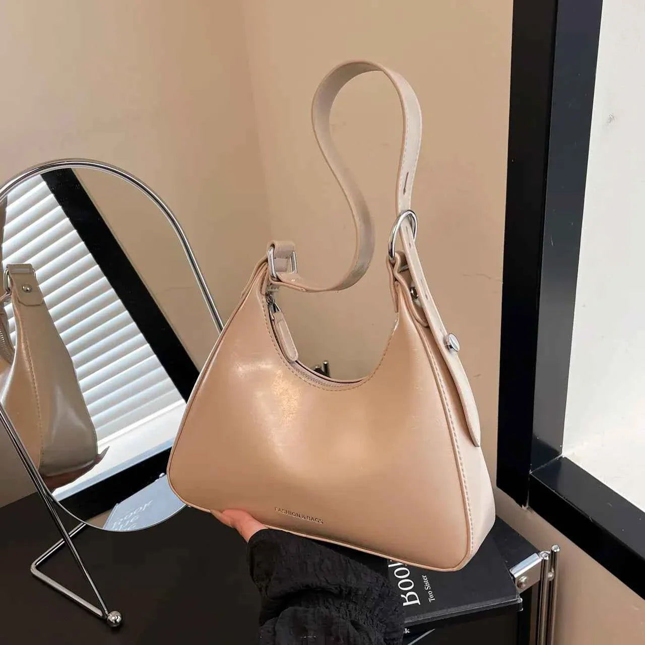 Adjustable Strap PU Leather Shoulder Bag Khaki onesize 39fdf8ef19dd41cfa79e0252b2124781-Max-Origin