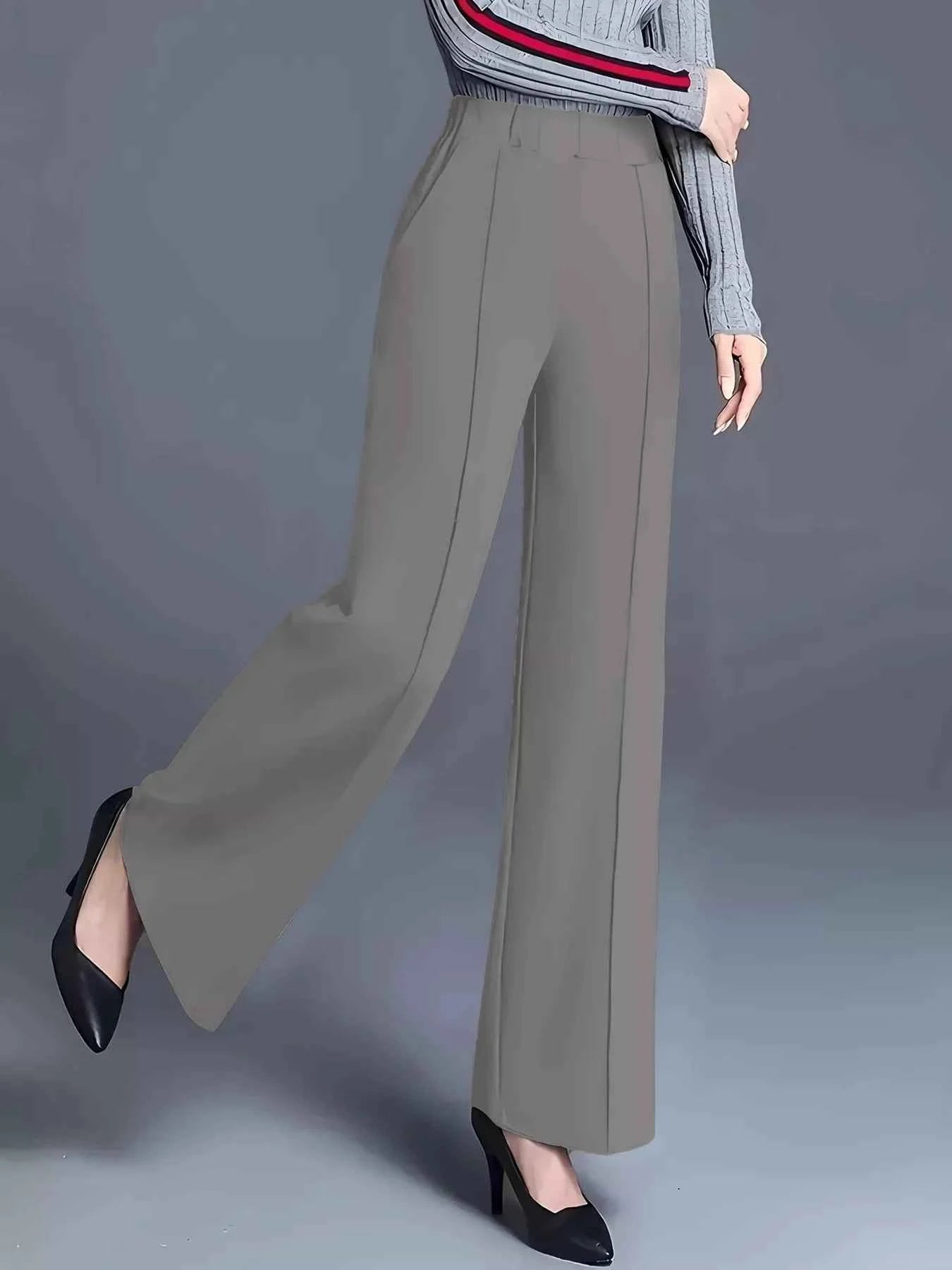 High-Waisted Wide Leg Pants Gray 3a26b16ef715497abcda2a358c332232-Max-Origin