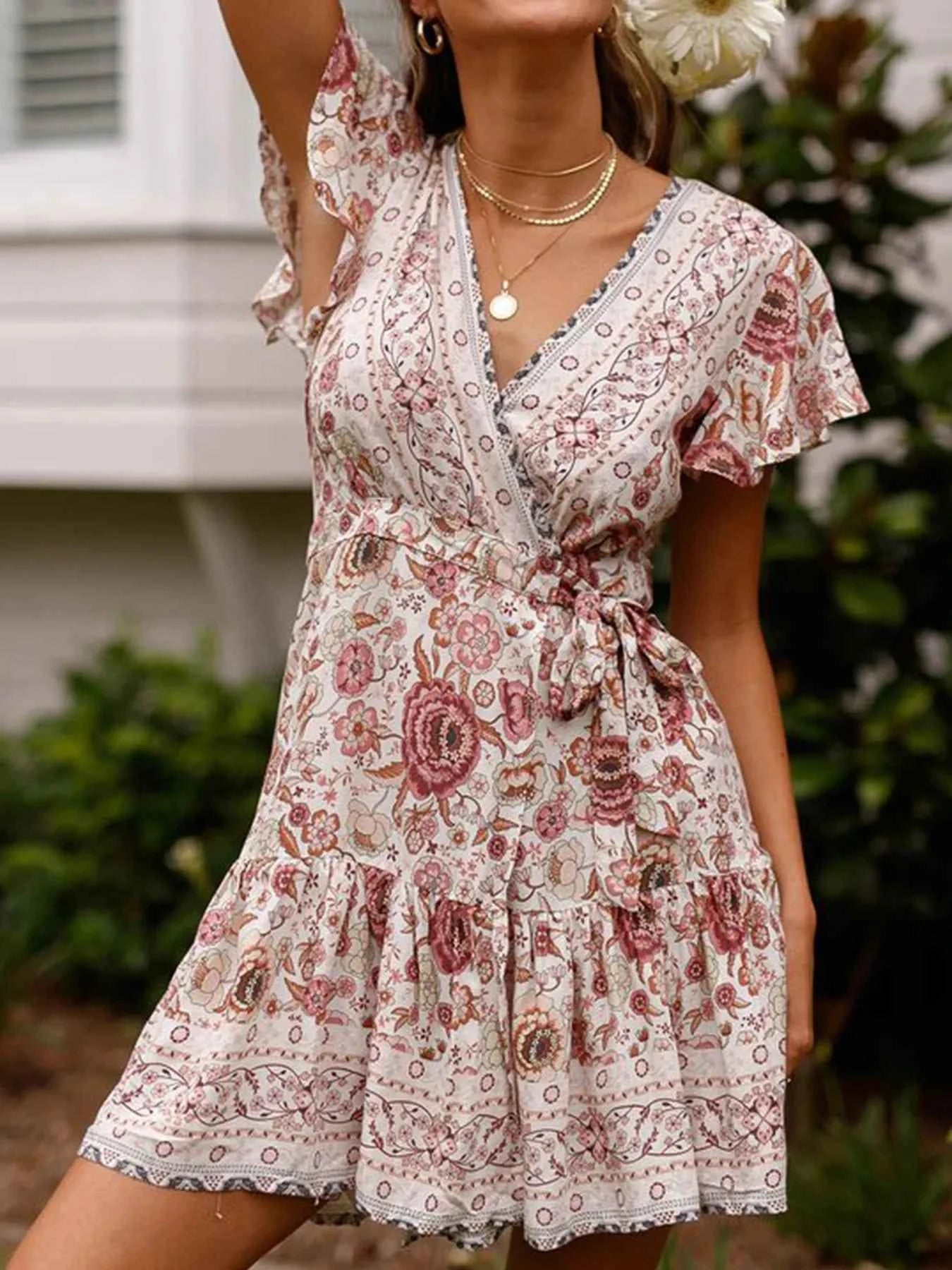 Surplice Flutter Sleeve Mini Dress Cream 3a37caa7871a4d5093a98d590003e499-Max-Origin