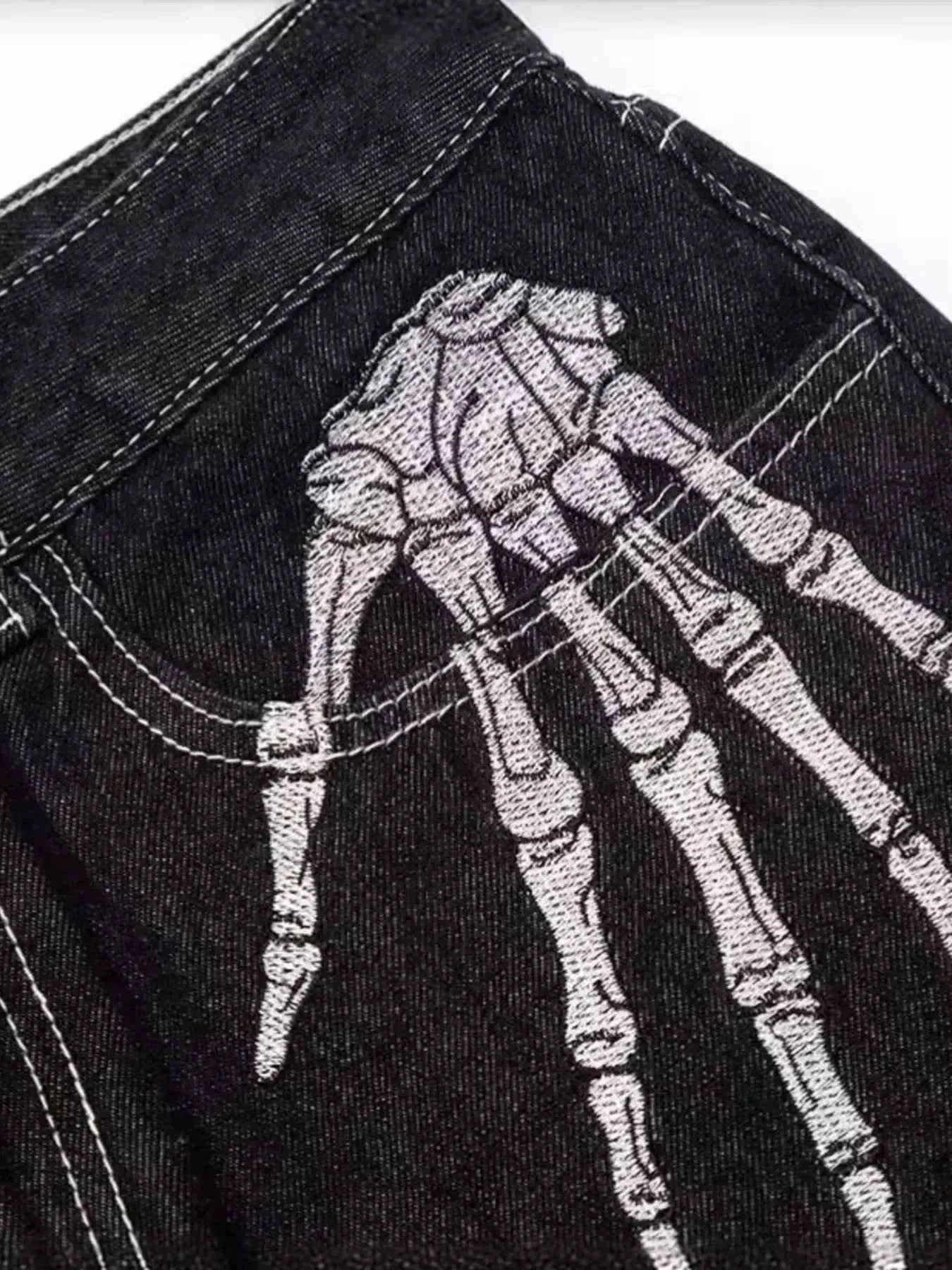 Men's Skeleton Embroidered Straight Leg Jeans 3a3bf46a87d94a5f87c253217af6a513-Max-Origin