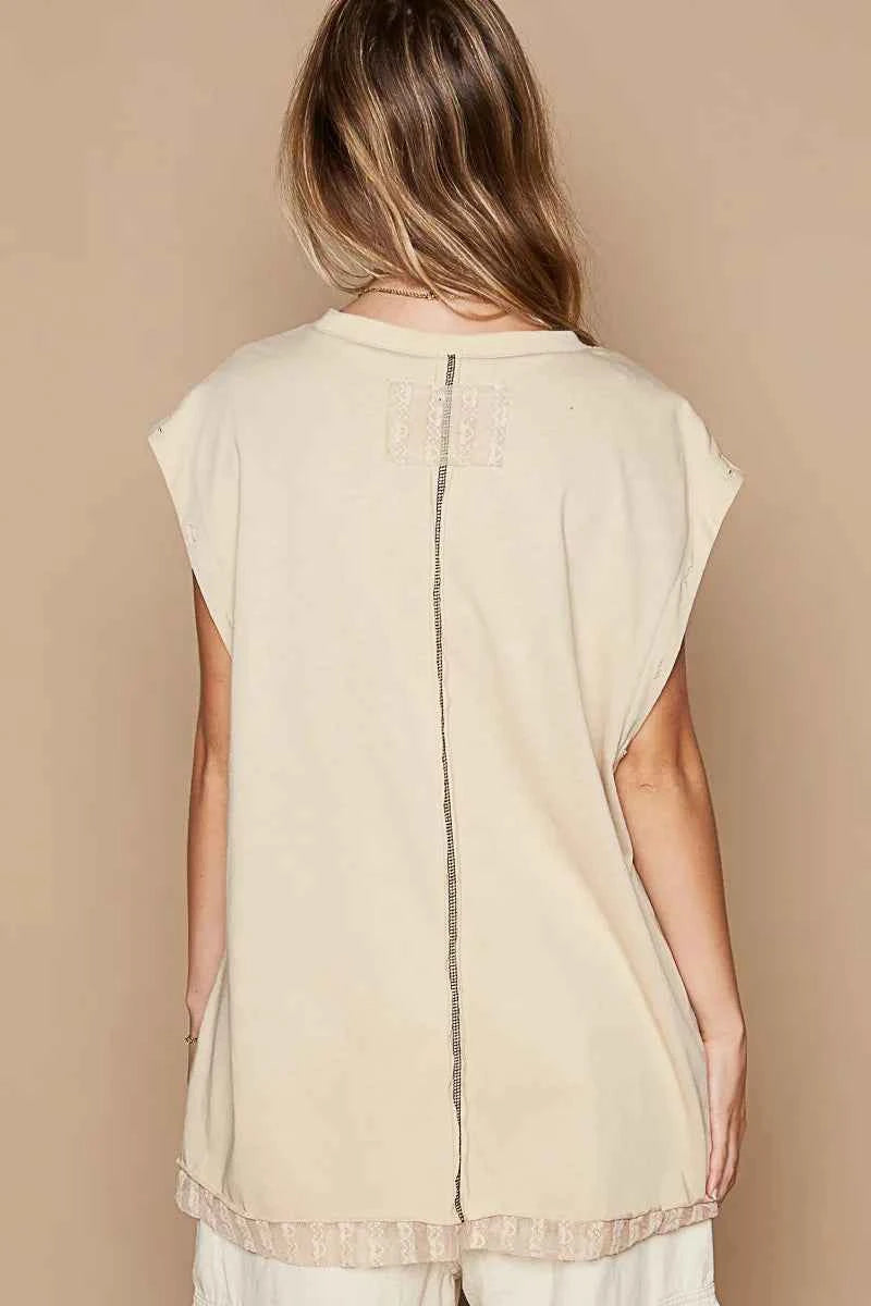 POL Star Patch Studded Sleeveless T-Shirt with Lace Hem 3a4ae136-3944-4f32-a3ed-f518e3b35540-Max-Origin