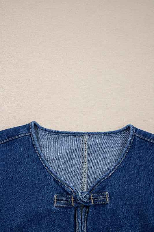 Wash Denim Straight Cut Pocketed Jacket 3a811fcd-131e-4ccb-9e4d-9080002ab2aa
