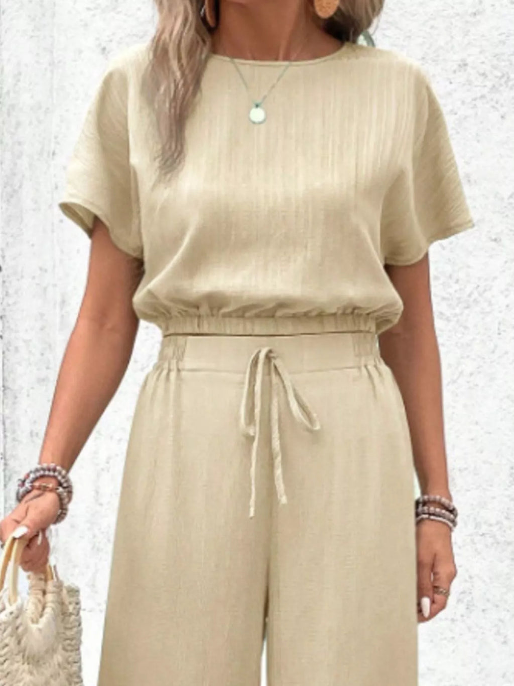 Round Neck Short Sleeve Top and Pants Set 3ab71f97-ef1d-413d-b93d-0c2ddbdb3ea4-Max-Origin