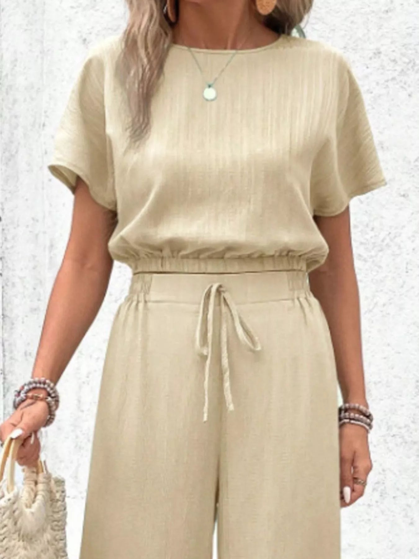 Round Neck Short Sleeve Top and Pants Set 3ab71f97-ef1d-413d-b93d-0c2ddbdb3ea4-Max-Origin