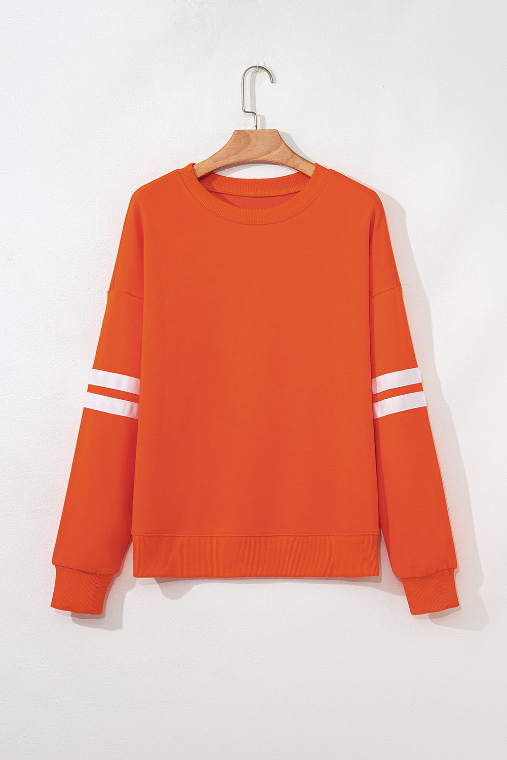 Orange Preppy Striped Sleeve Loose Sweatshirt 3af9eb5f58b6e8da