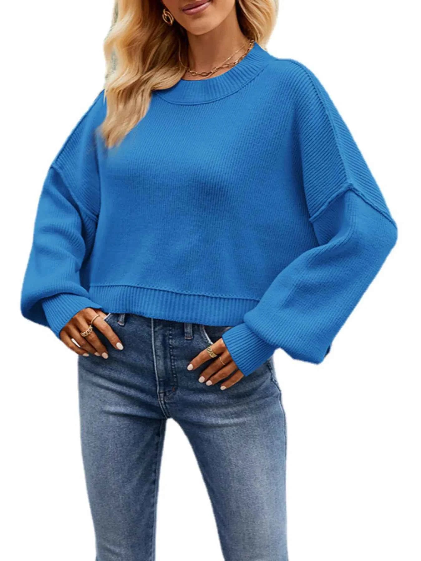 Round Neck Long Sleeve Sweater 3b2d482ce53e479db71dc1ade86d6f66-Max-Origin