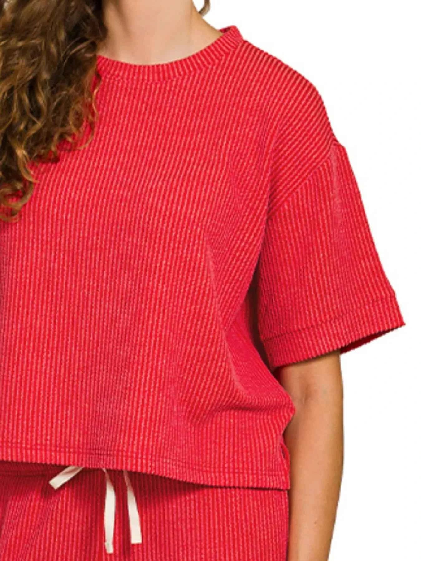 Zenana Raised Rib Short Sleeve Tee & Pants Set 3b6bad3f-9a78-4fe3-ba9a-f5335aef3289-Max-Origin