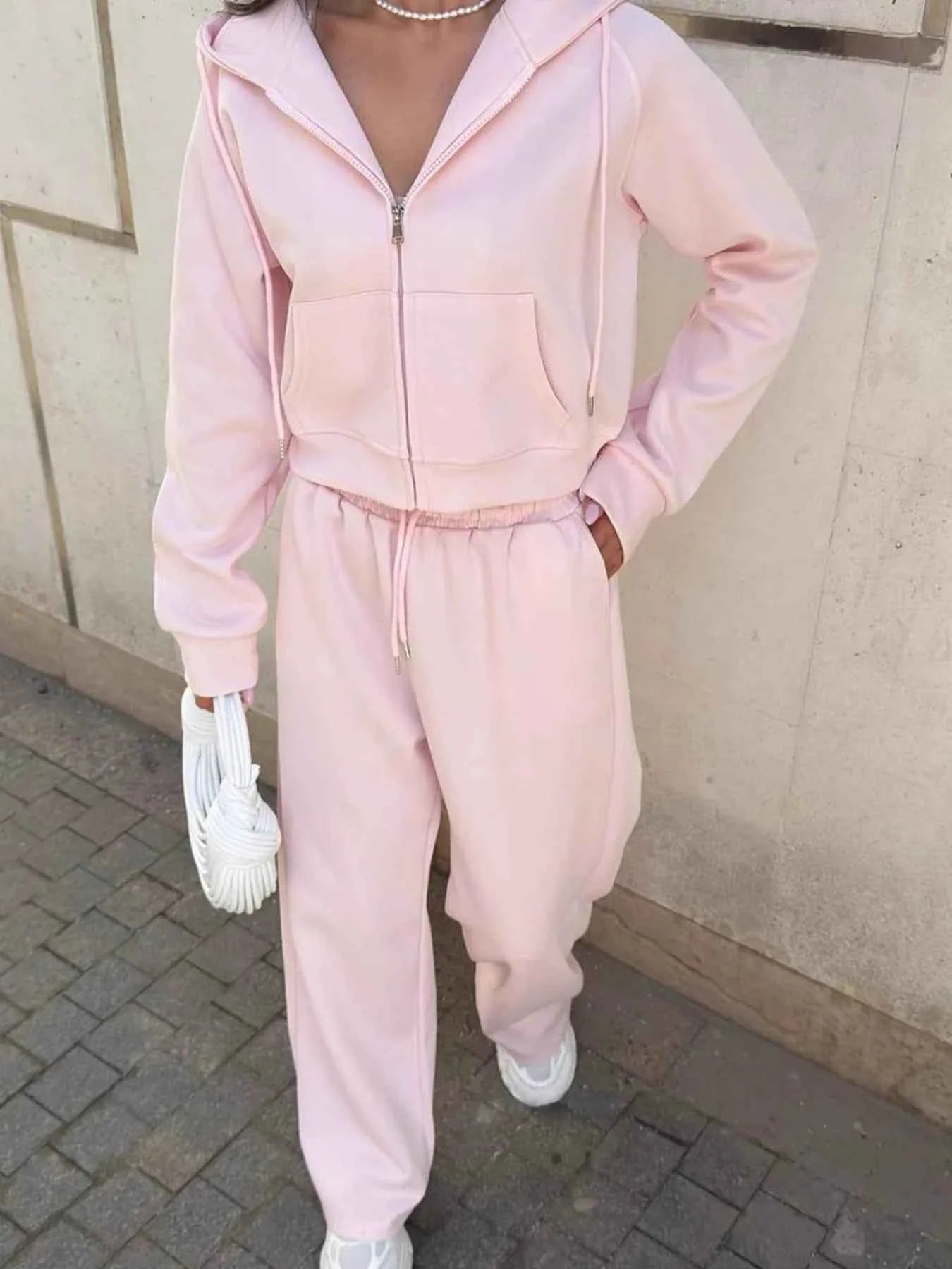 Zip Up Drawstring Hoodie and Pants Set Blush Pink 3b8df960716742d3a26c221ab20cfe9c-Max-Origin