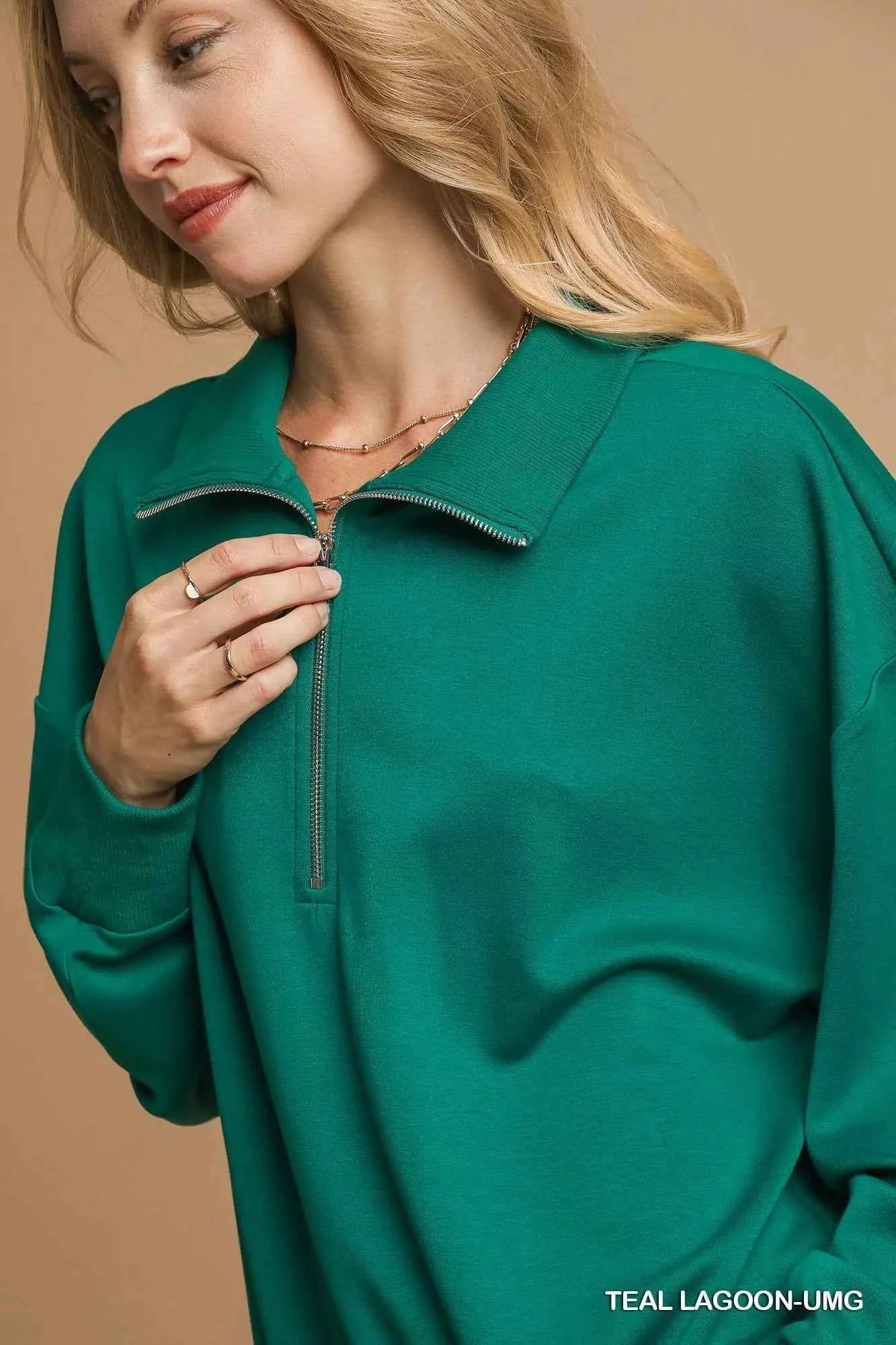 Umgee Half Zip Drop Shoulder Sweatshirt 3ba2a39f-88fd-4ec2-a515-93dbb2f41f24-Max-Origin