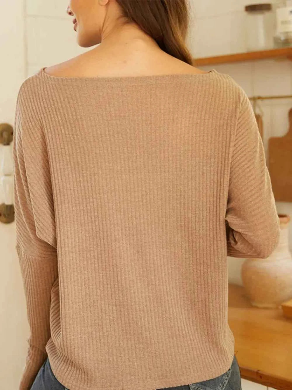 Ribbed Round Neck Long Sleeve Knit Top 3ba75662b19848a8a5ecdac7d20e24b5-Max