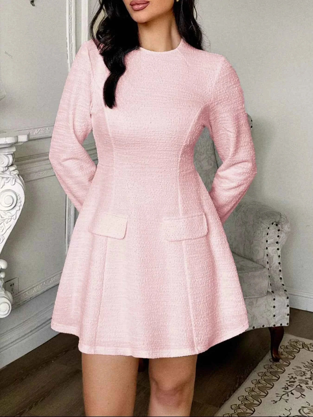 Cutout Back Long Sleeve Mini Dress 3bab4045-8a76-4966-9411-efba9103f013-Max-Origin