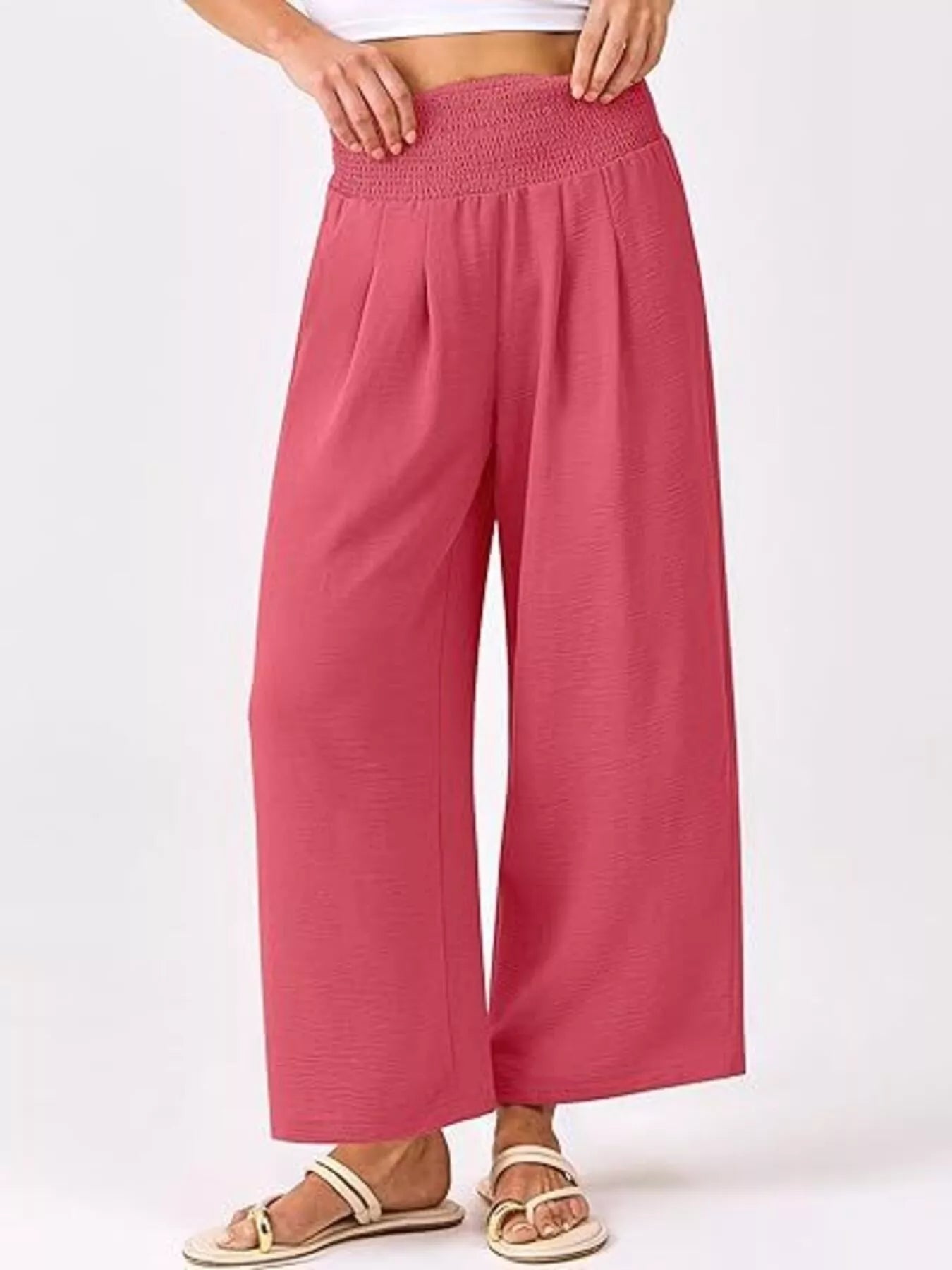 Wide Leg Smocked High Waist Pants Rose Red 3bbf5f8d166c488e8e1693b6ce1412f3-Max-Origin