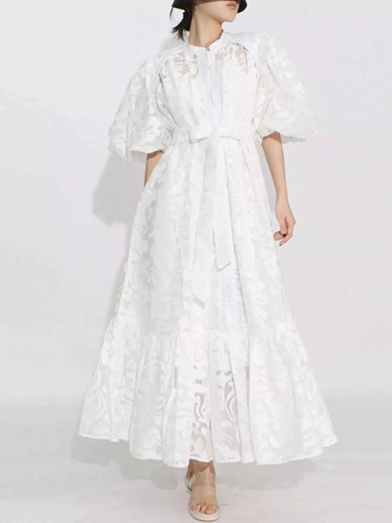 Lace Puff Sleeve Tie Waist Maxi Dress White 3c091dbd-850f-4a4c-954b-18070269075c-Max-Origin