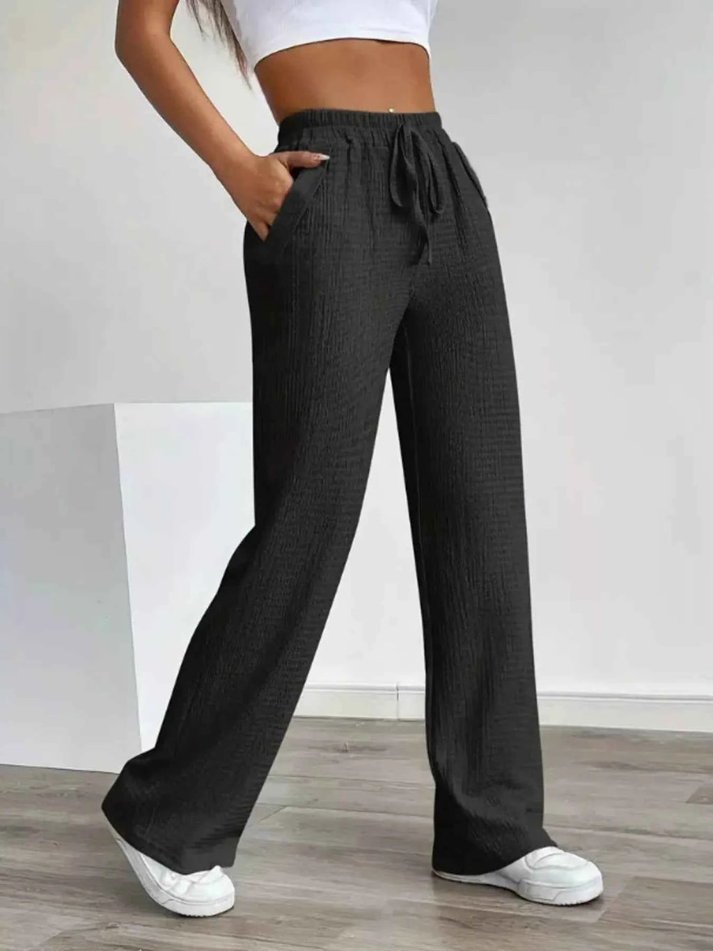 Texture Wide Leg Pants 3c1fb2bc30aa4358a46db0011215c99f-Max-Origin