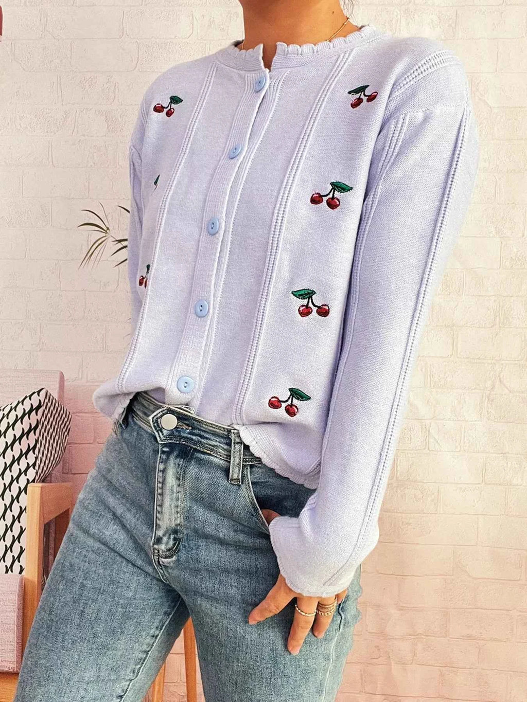 Cherry Embroidered Button Up Cardigan 3c24861b6a774a37b0052990a413796b-Max-Origin