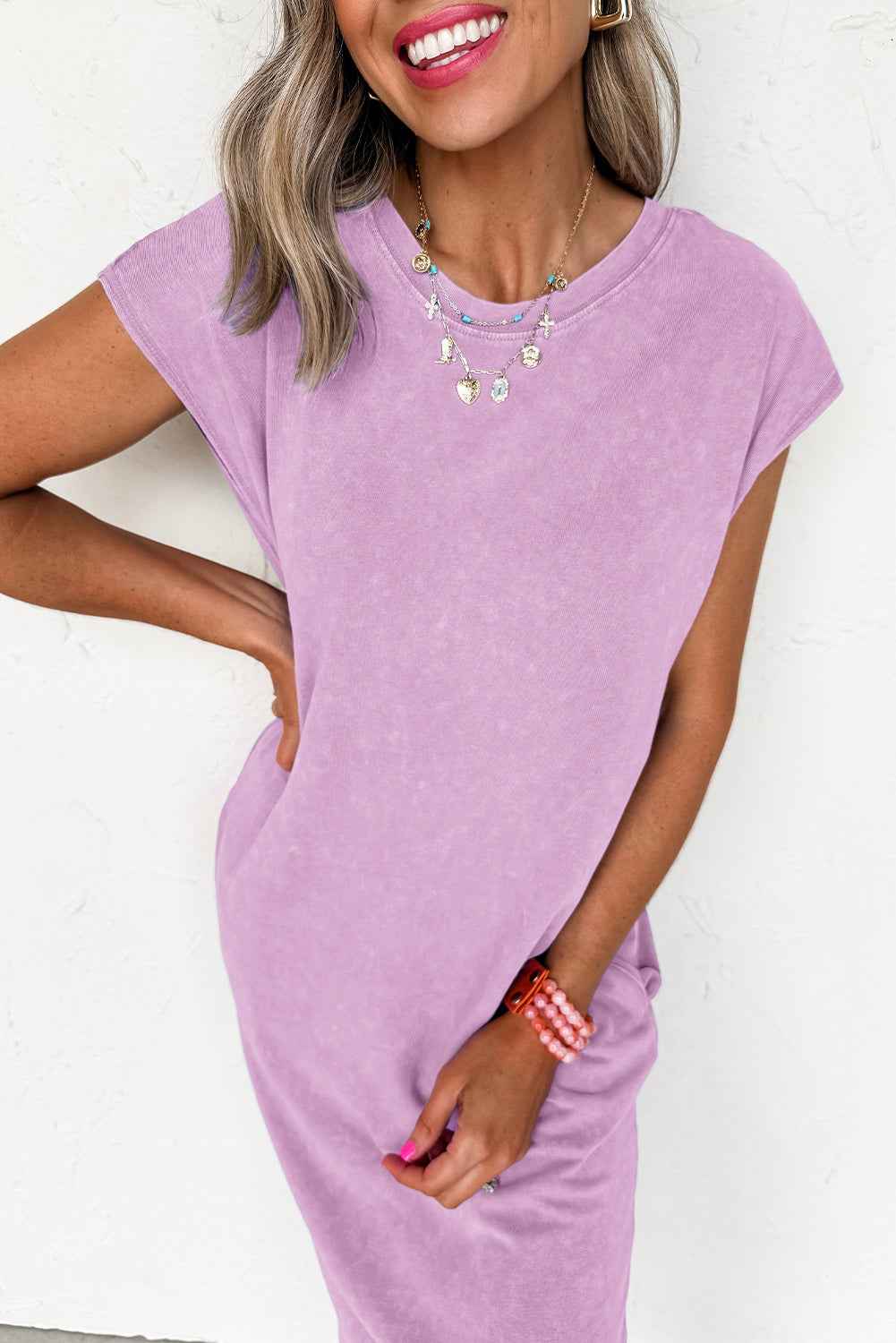 Wisteria Mineral Wash Pocketed T-shirt Dress 3c2a7e68d82d45fe