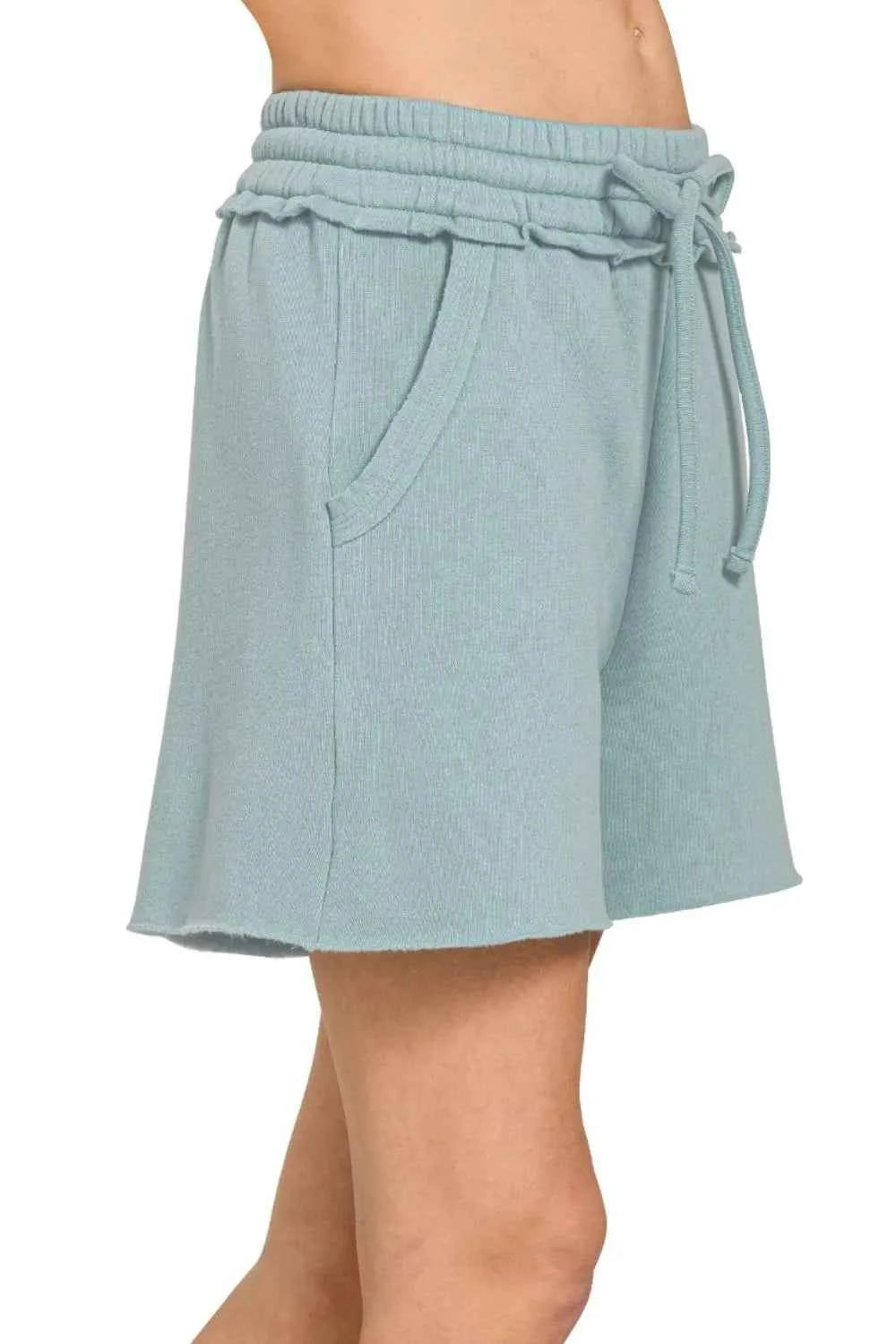 Zenana Fleece Raw Hem Shorts With Draw String 3c55f3e2-7893-47b5-be3f-a805ce77aad0-Max-Origin