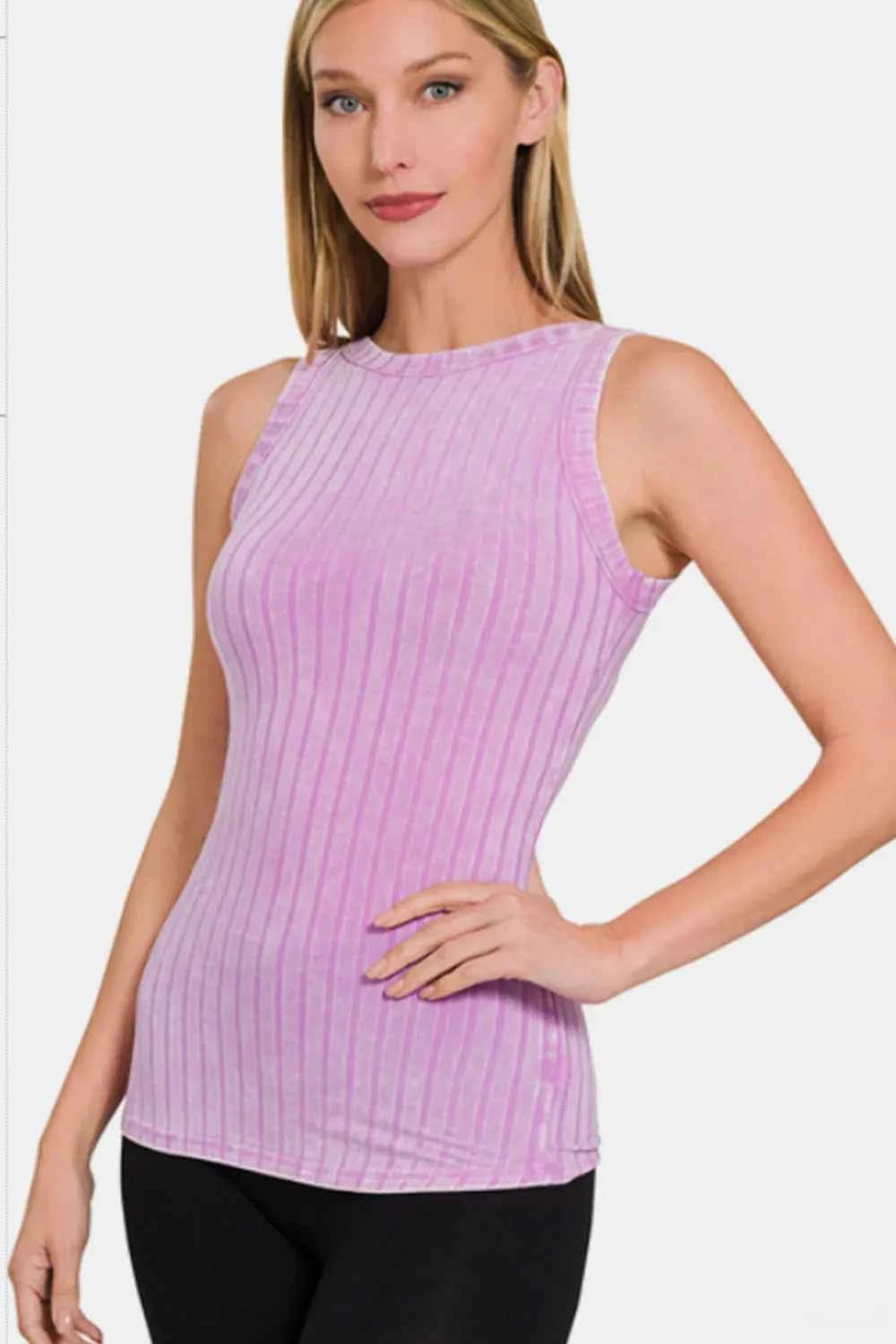Zenana Ribbed Washed Round Neck Tank MAUVE 3c731a56-98a5-469a-a14c-8746cc04659c-Max
