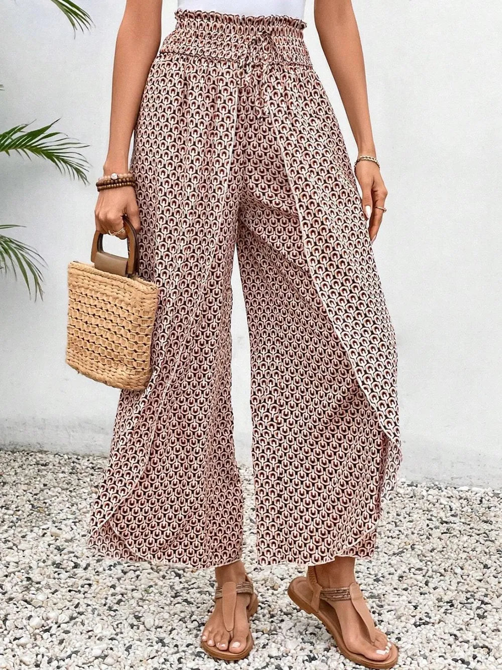 Tied Printed Wide Leg Pants Pale Blush 3c97a9e8-3901-4573-8b6d-a2be3f707f91-Max