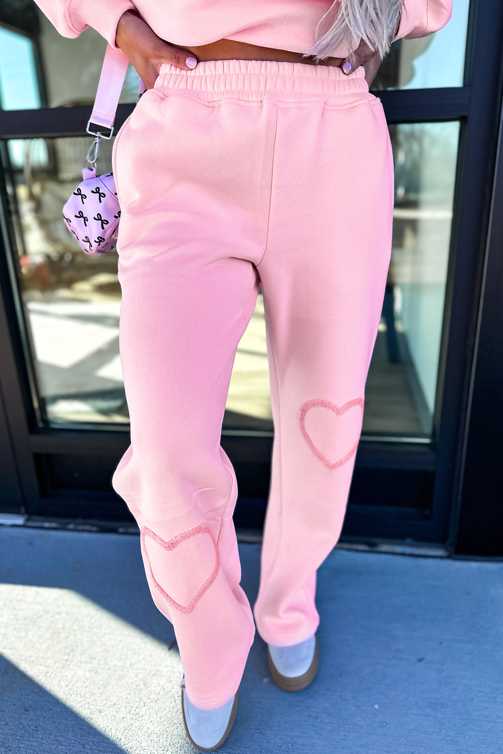 Phalaenopsis Chenille Heart Pattern Casual Pants Set 3ca9cb866d5e65bc