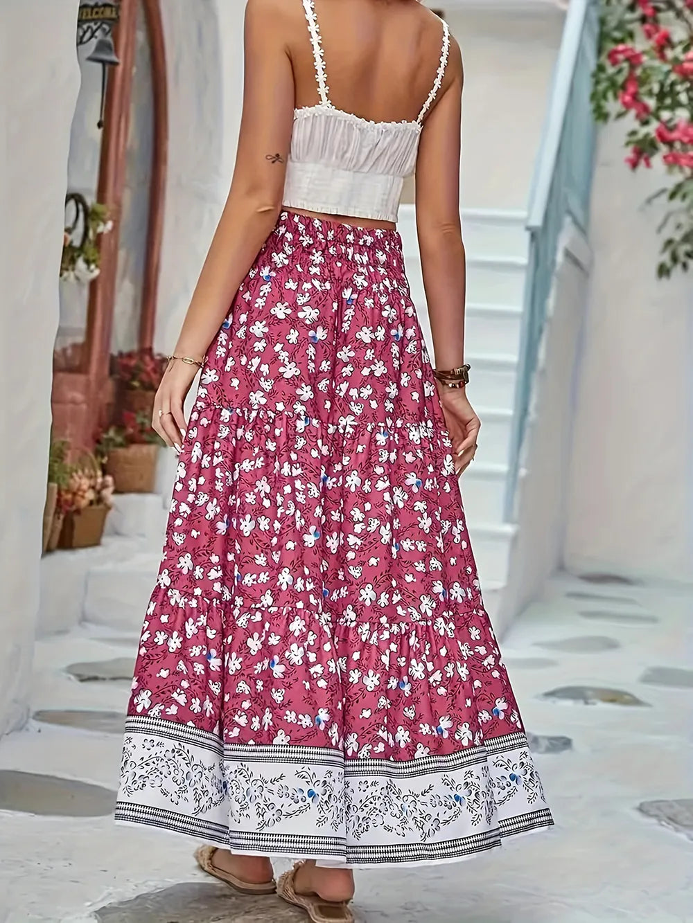 Full Size Tiered Printed Elastic Waist Skirt 3cbb7fa8-8fe4-46f7-bb5a-b9a32fca1298-Max
