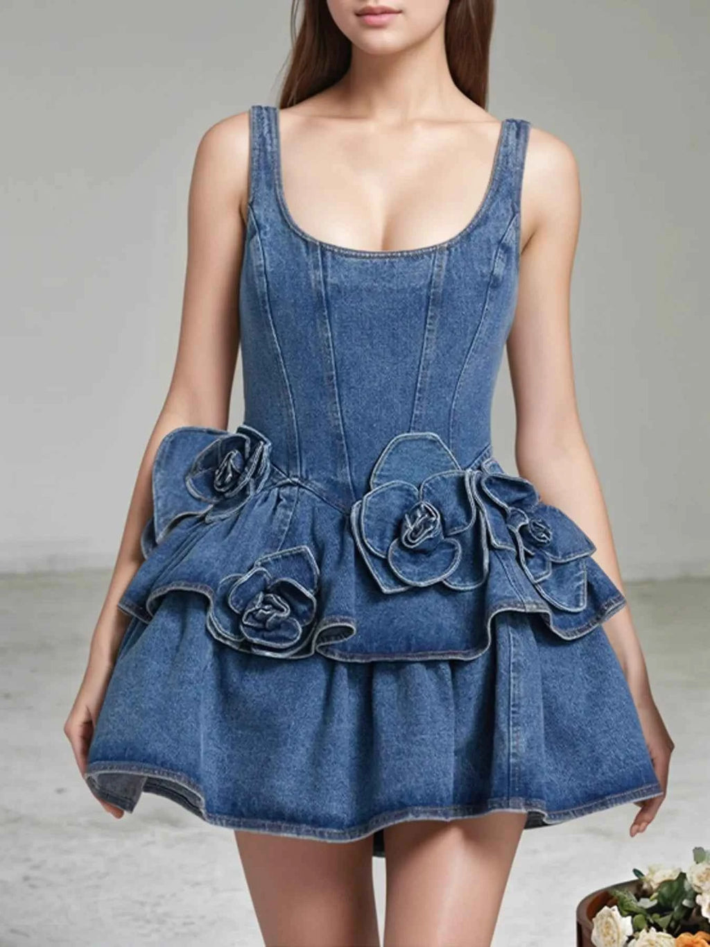 Ruffled Layered Scoop Neck Denim Dress Navy 3cd8d106ffb14a1599562572a1c51954-Max-Origin