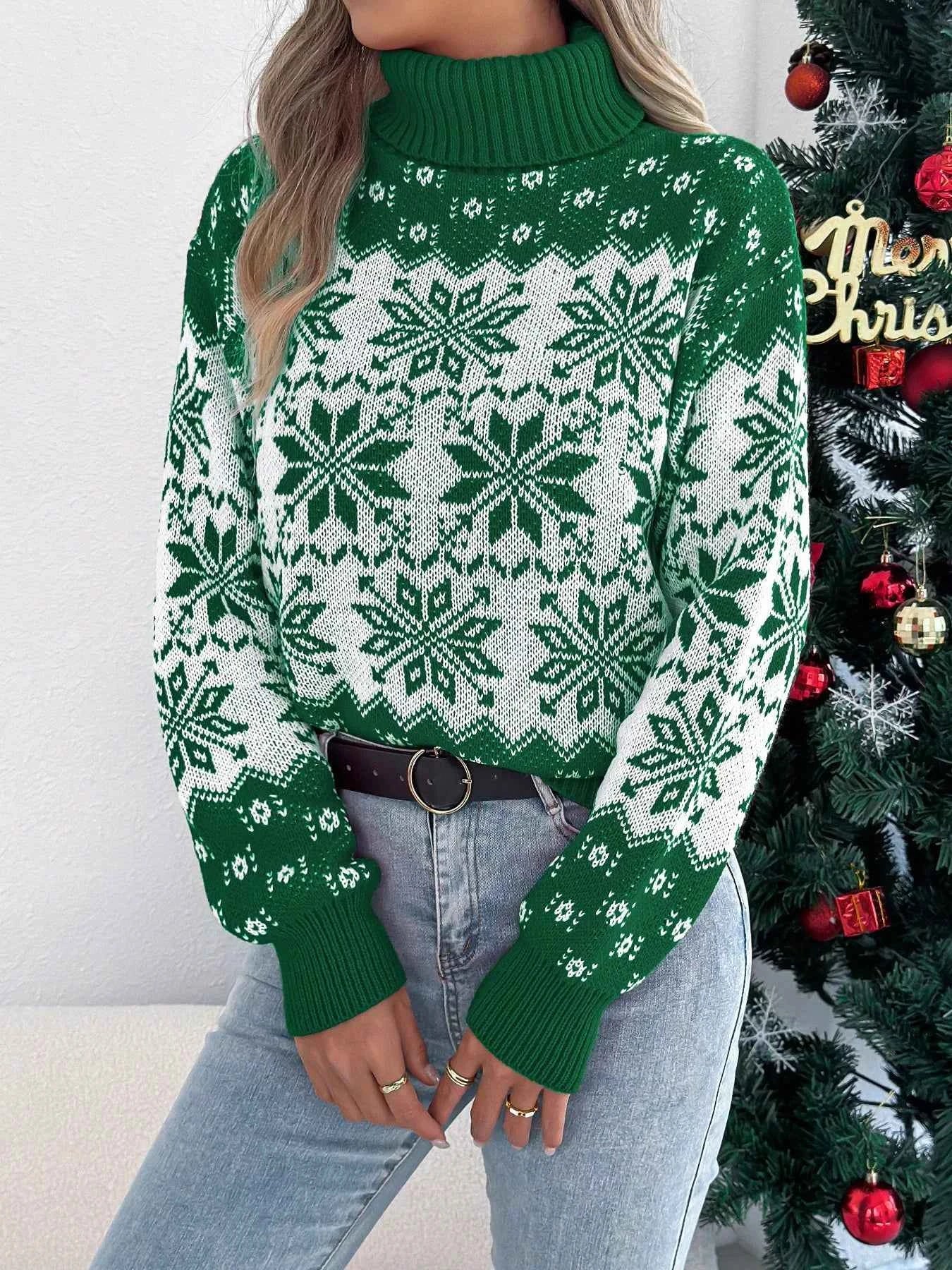 Christmas Snowflake Turtleneck Long Sleeve Sweater 3d33f4b2-4b0e-4336-9574-e4d34b009ad0-Max-Origin