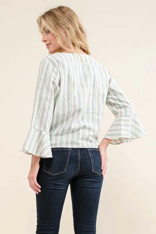 And The Why Stripe Tie Knot Front Bell Sleeve Top 3df25d1ccbd746f1adcf61e0dbd2d09e-Max-Origin