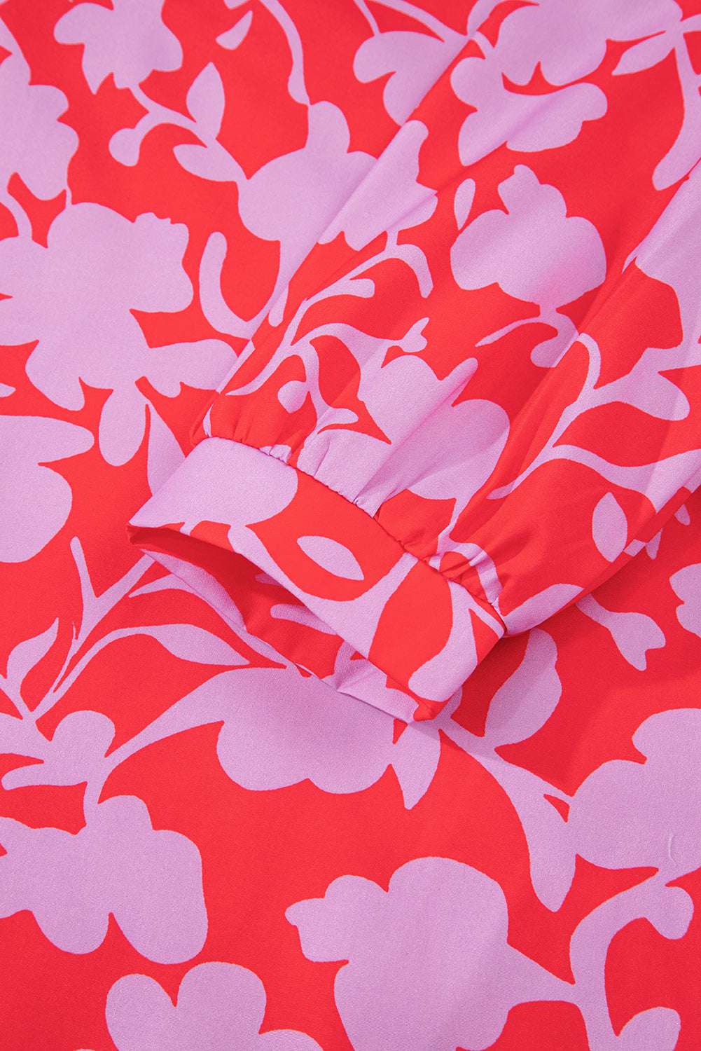 Red Floral 3/4 Sleeve Ruffle Hem Mini Dress 3df4c793f5c6ca24