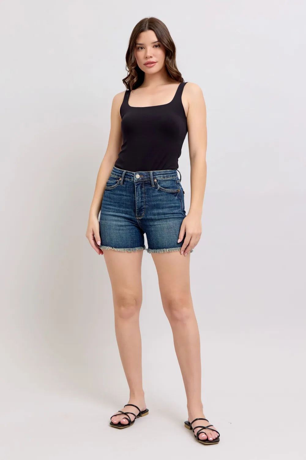 Judy Blue Tummy Control Fray Hem & Shield Back Pockets Denim Shorts 3dfde6e0-c3fe-4576-95a1-7ff8708aa389-Max