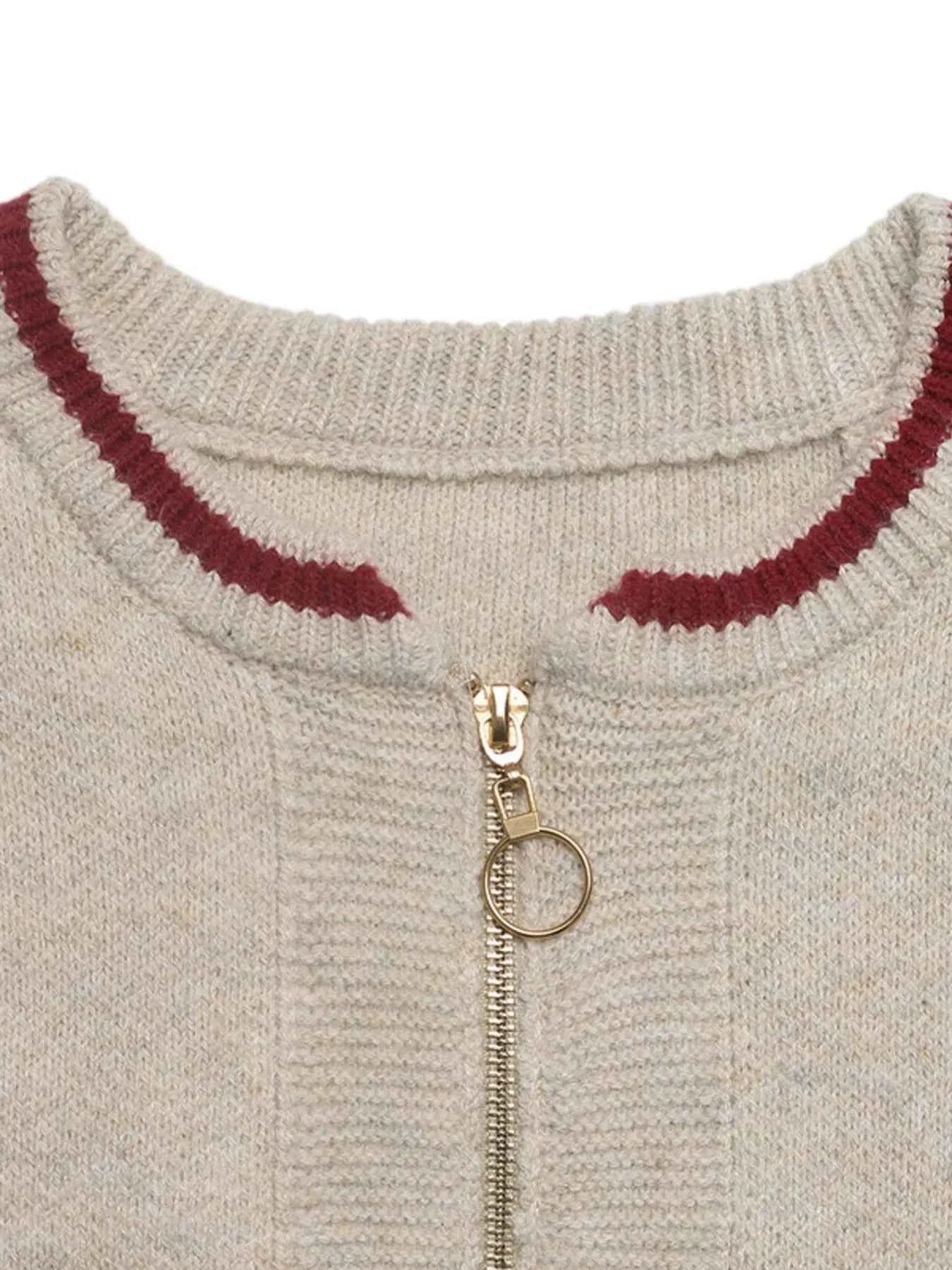 Zip Up Contrast Trim Cardigan 3e0918bf98ee4dbab16f5899fe926de3-Max-Origin