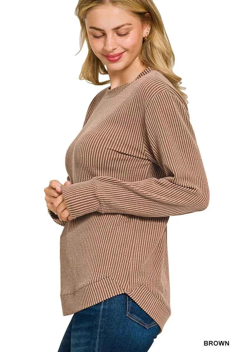 Zenana Full Size Raised Rib Round Neck Long Sleeve Top Plus Size 3e2d7a3ef33f4d63af9bebdeedc9c382-Max-Origin