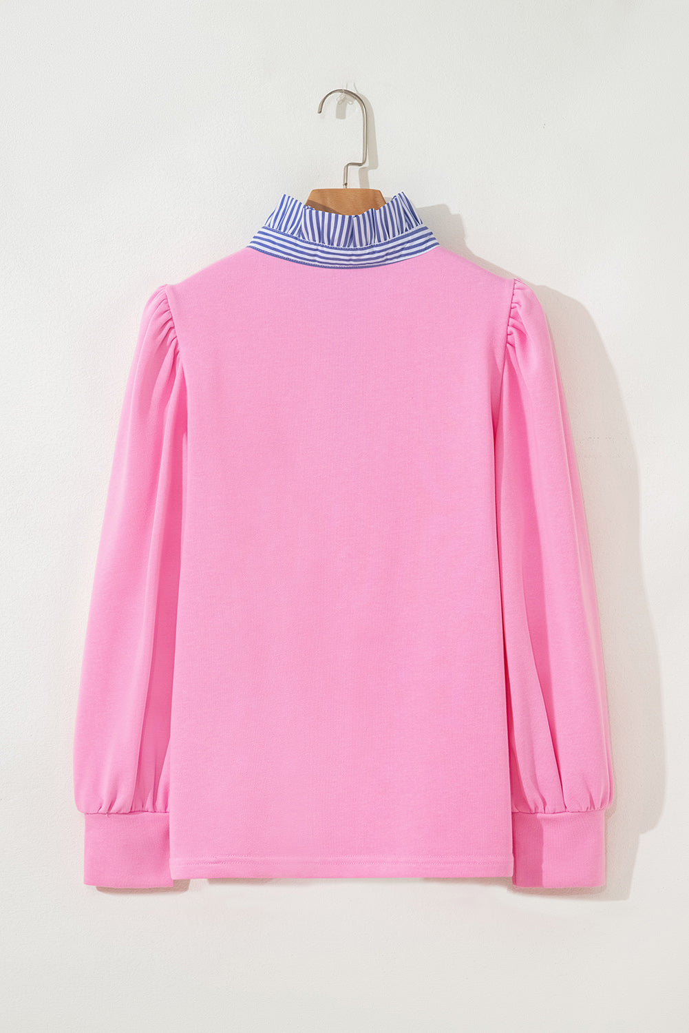 Bonbon Striped Collar Puff Sleeve Sweatshirt 3e82fdd9942a6559