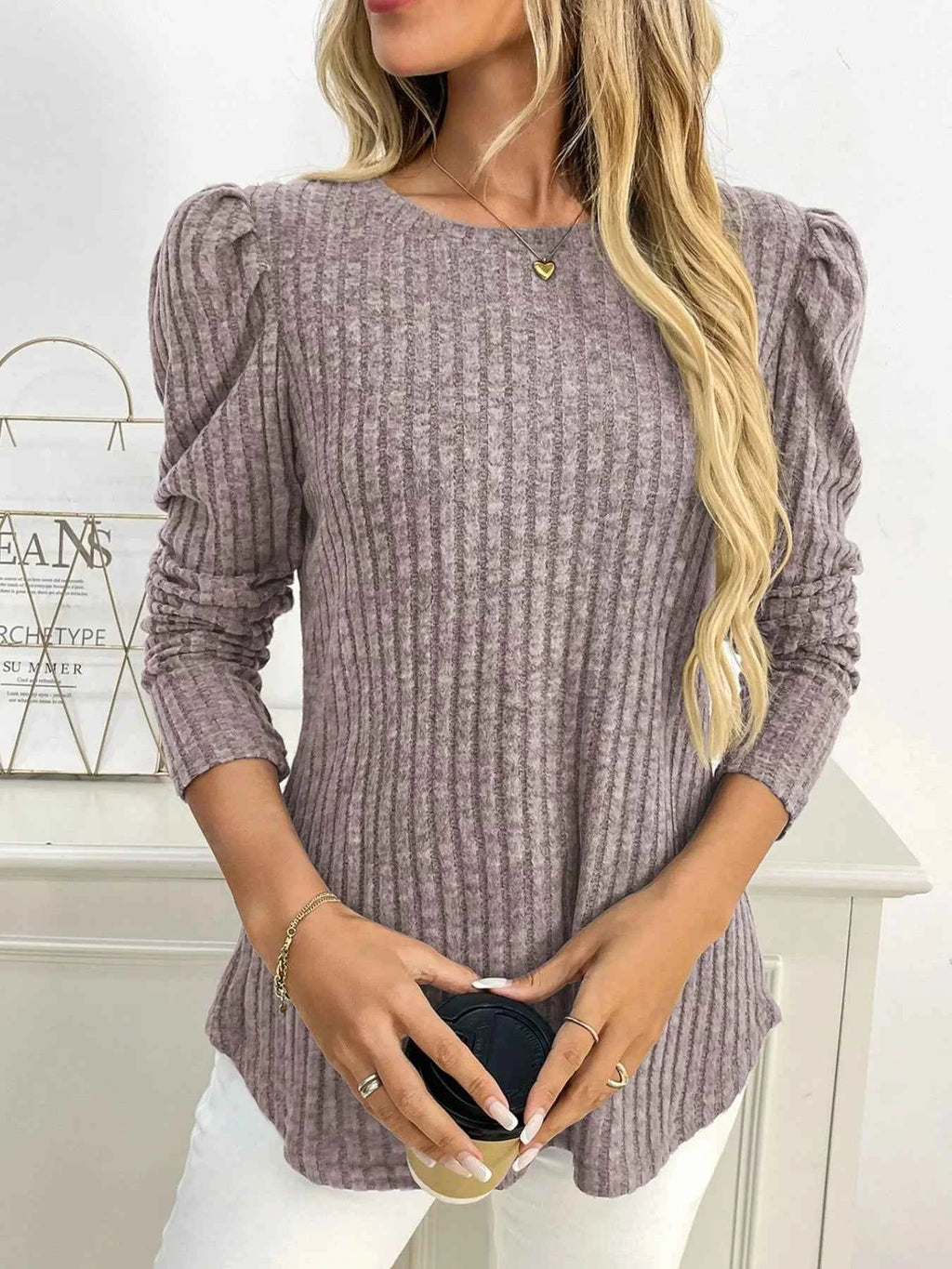 Round Neck Puff Sleeve T-Shirt 3e893006-a4a1-47d6-9c65-6727403e3b34-Max-Origin