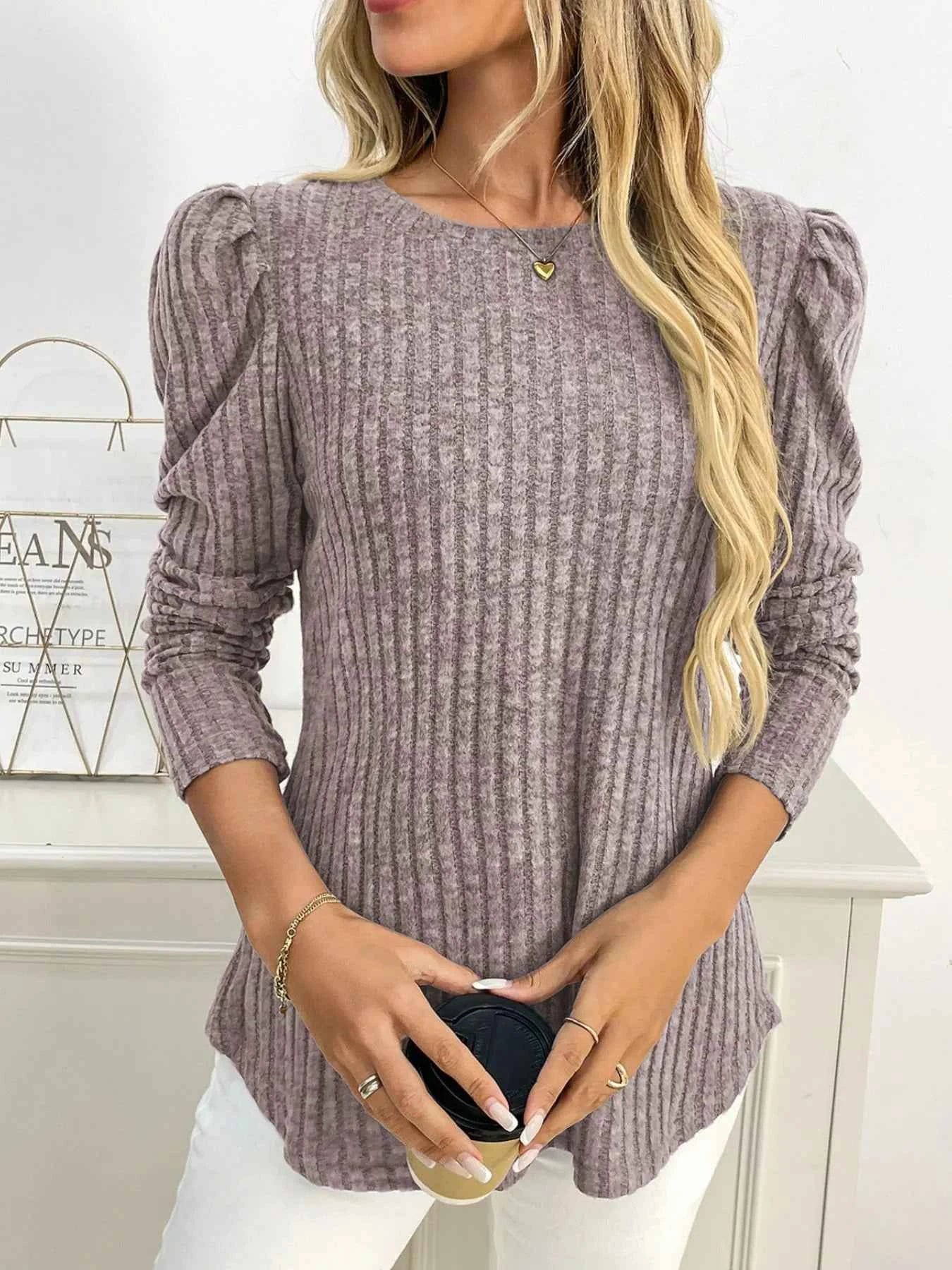 Round Neck Puff Sleeve T-Shirt 3e893006-a4a1-47d6-9c65-6727403e3b34-Max-Origin