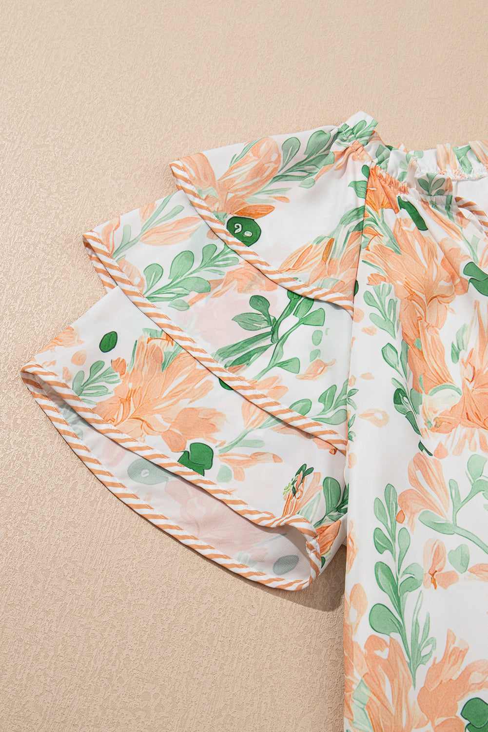 Sky Blue Floral Contrast Edge Ruffle Sleeve Tie Neck Mini Dress 3ec70ddc2d0a14d2