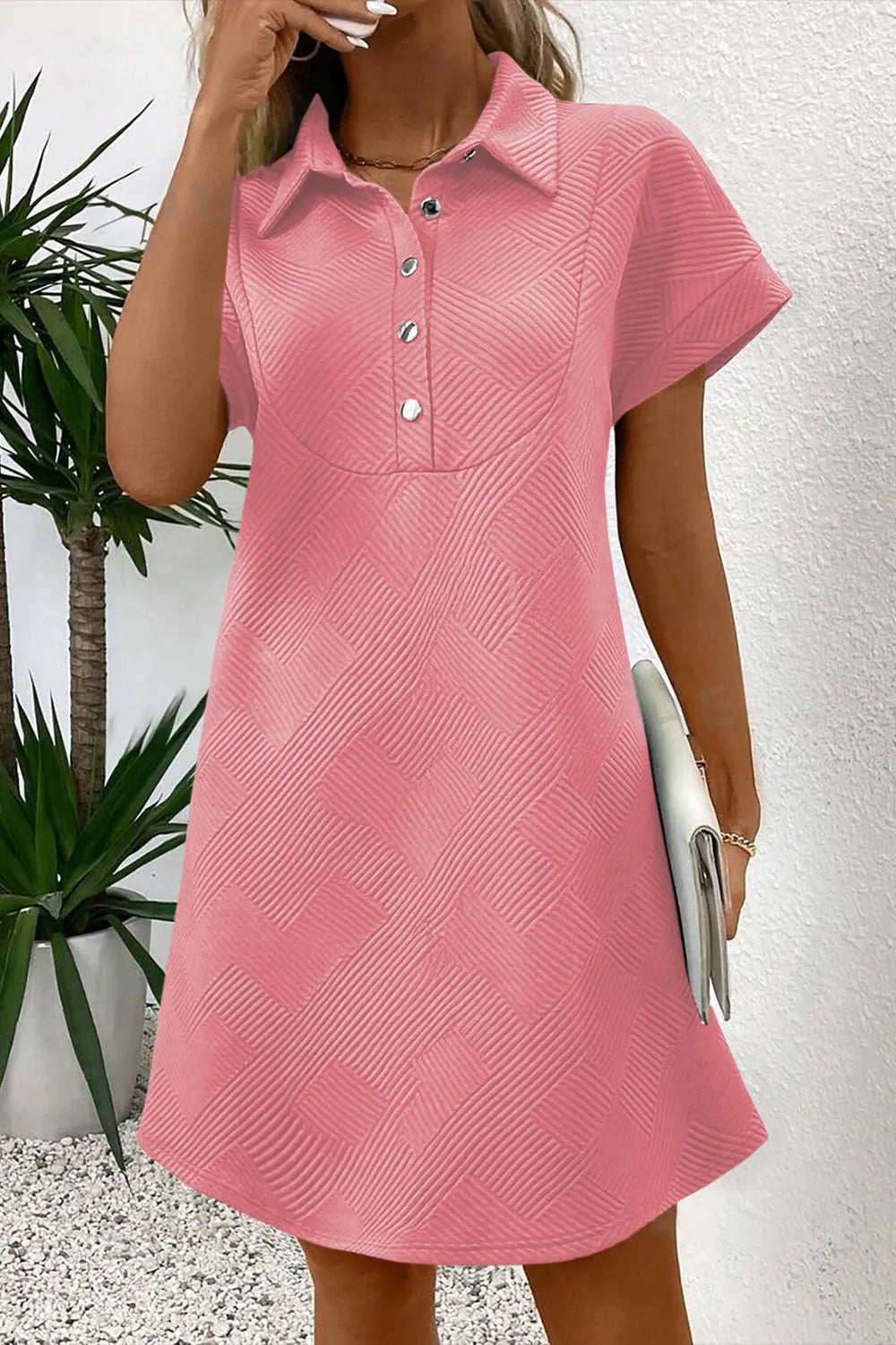 Button Front Short Sleeve Mini Dress 3f228854-272b-4f13-9103-a5f5af095b00-Max-Origin
