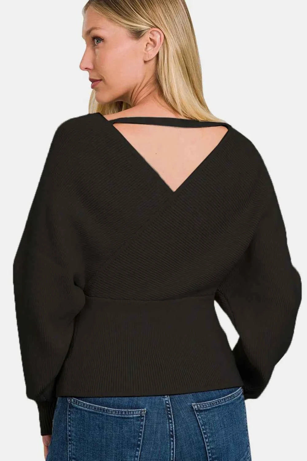 Zenana Cross Wrap Rib Long Sleeve Sweater 3f2dbbee-bfce-4ff2-b59f-bcab105c5f82-Max