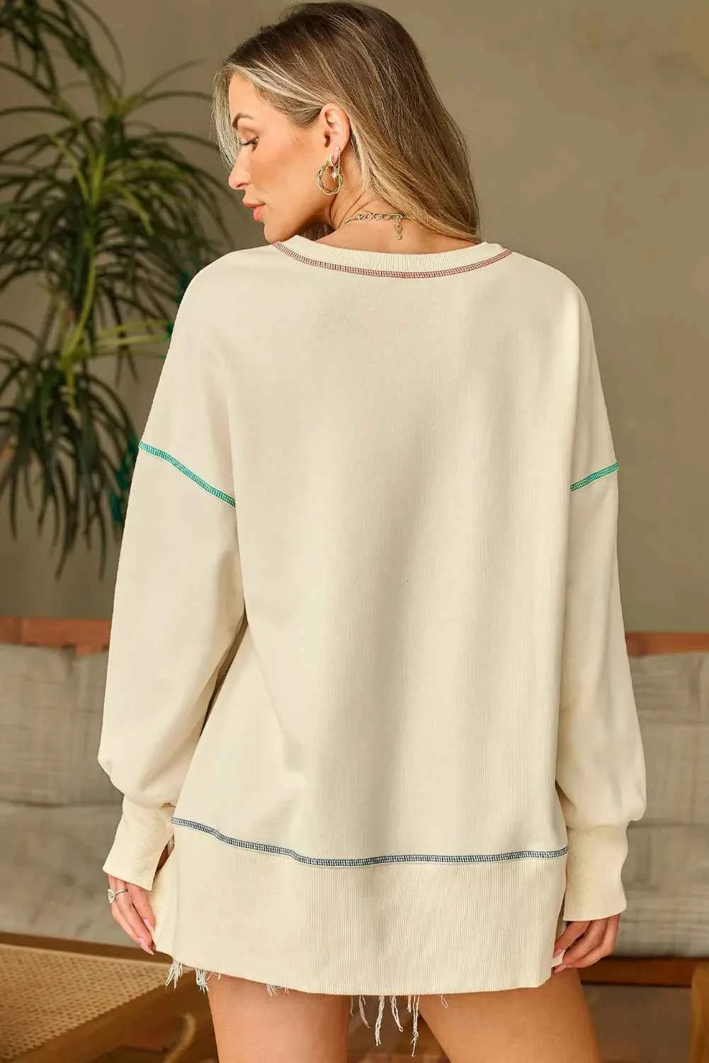 Contrast Stitching Sequin Pumpkin Round Neck Long Sleeve Sweatshirt 3f34ebe5-3160-4da3-8fc6-e50351fb4672-Max