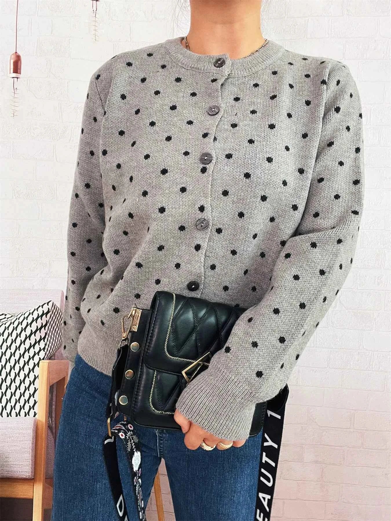 Polka Dot Button-Up Cardigan 3f53bc3136de4894ab311b65cd5f6b03-Max-Origin
