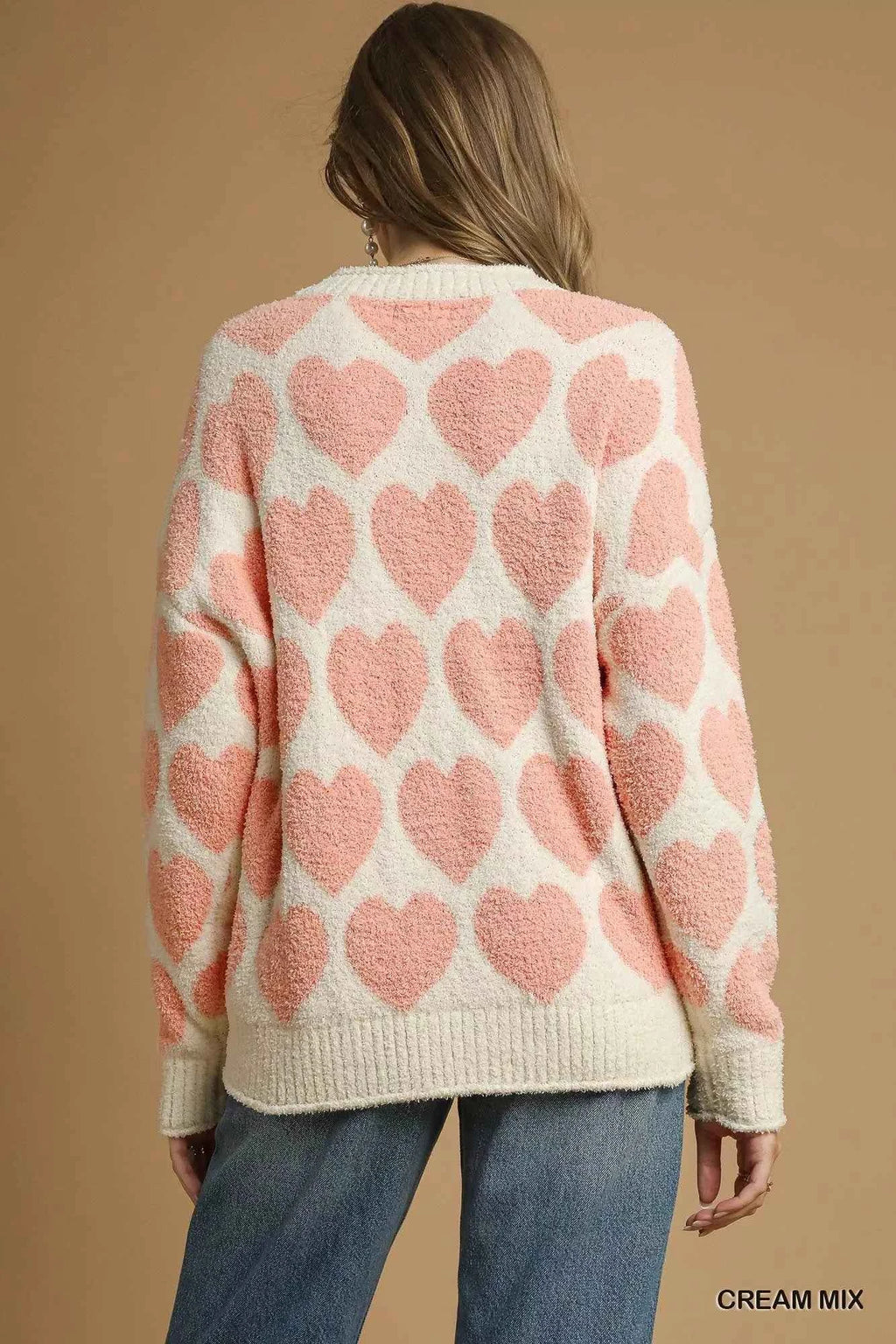 Umgee Mix Heart Pattern Pearl Accent Sweater 3fa05d9f-8b5b-4d0f-b1bc-71d965482640-Max-Origin