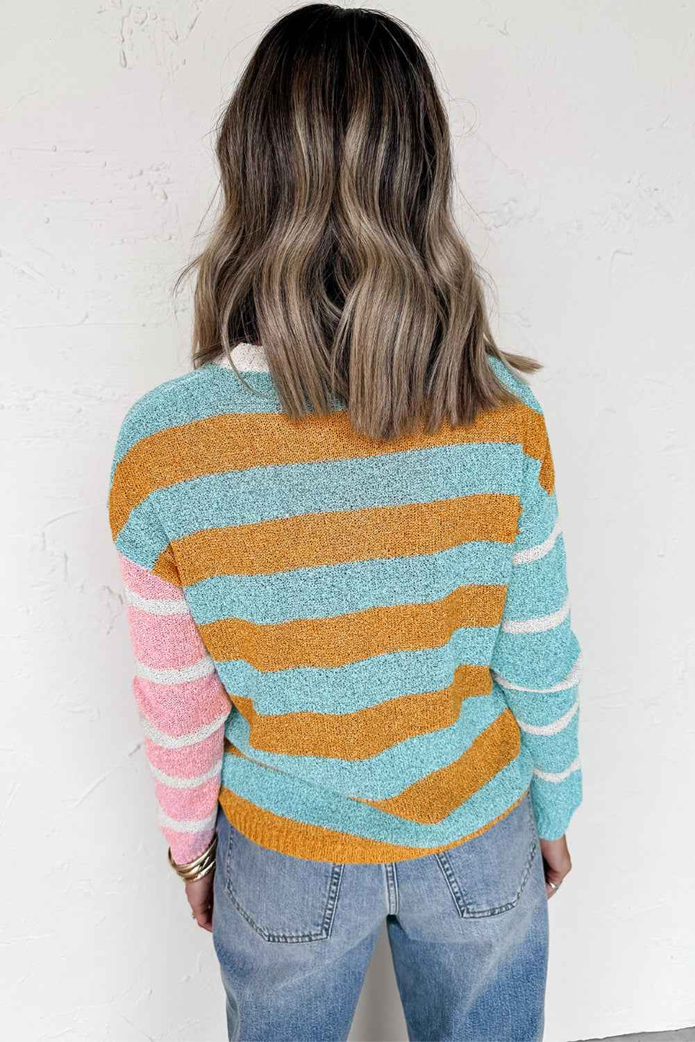 Jurassic Gold Colorblock Striped Pullover Sweater 3fd69e4f79434717