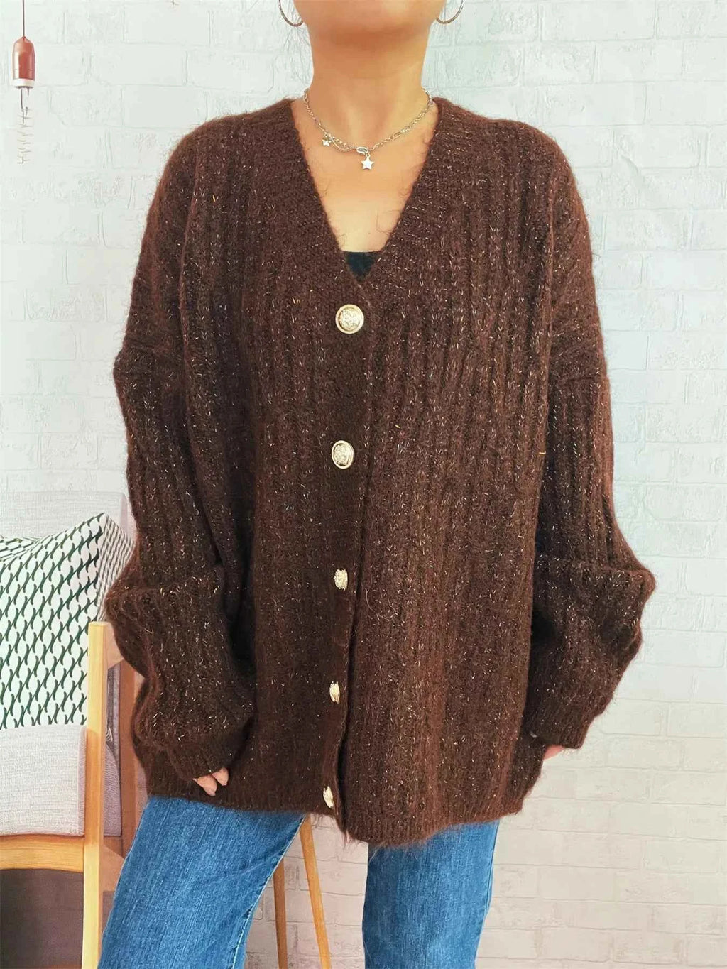 Cable Knit Button-Up Cardigan 3fee70796b25427a9eb4590faac42dd8-Max-Origin