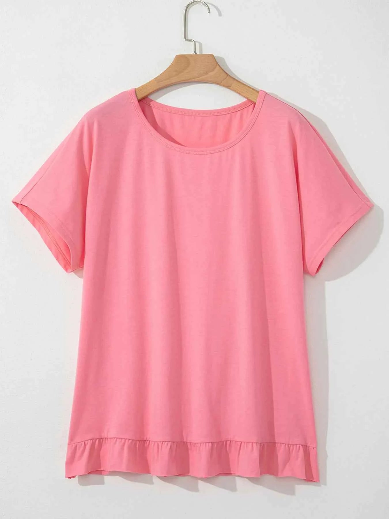 Ruffle Hem Round Neck Relaxed T-Shirt 4012b8179c3443d28a6d39e7367e1252-Max-Origin