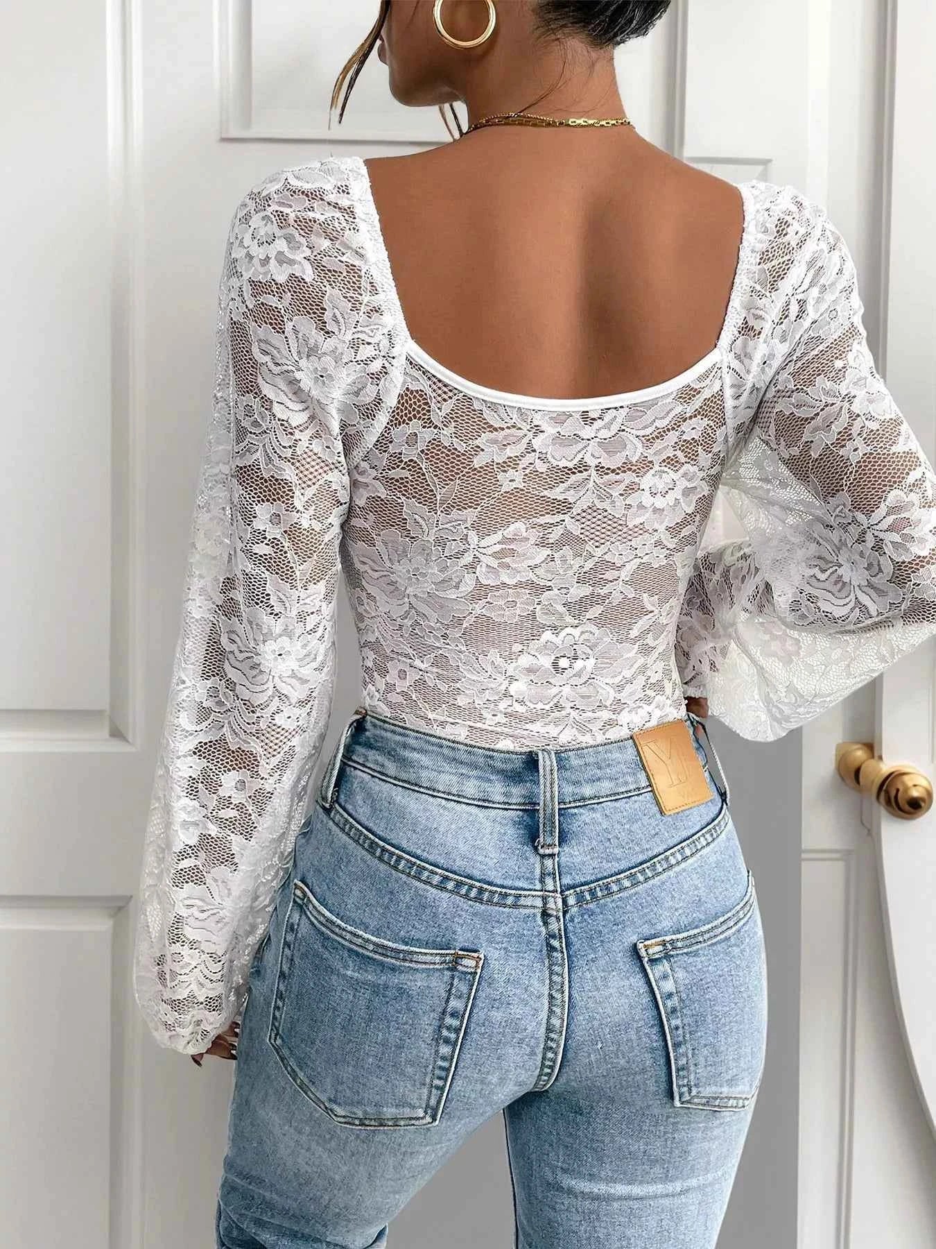 Lace V-Neck Long Sleeve Bodysuit 401ec81a-434c-4ba8-85ab-c70c13cccca5-Max-Origin