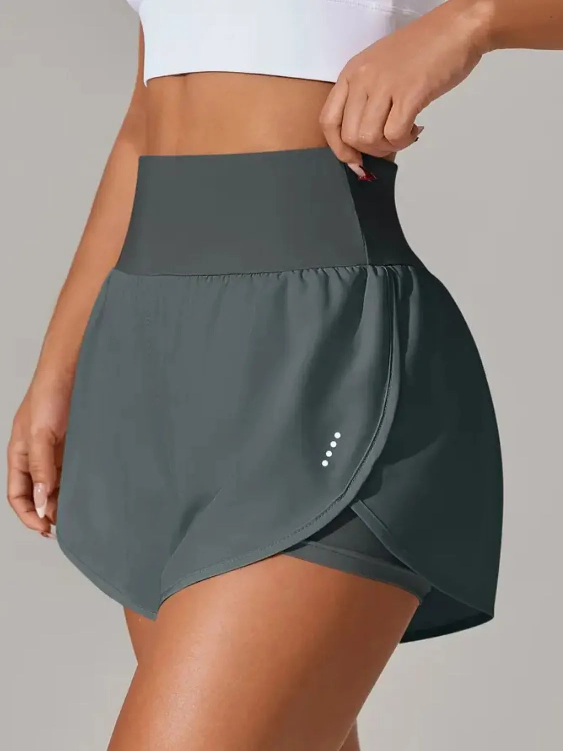 Pocketed High Waist Active Shorts Dark Gray 403210a4-2f86-4aeb-8671-71db94b458a6-Max-Origin