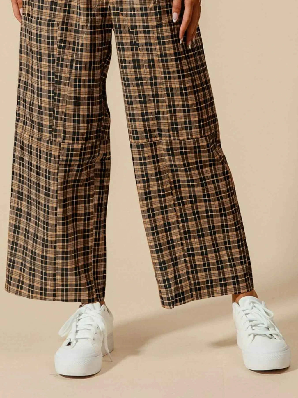 SO ME Check Plaid Wide Leg Pants with Big Patch Pockets 4058af80-0b1f-48c5-9489-8a65ae88ac4c-Max-Origin
